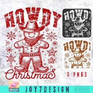 Howdy Christmas PNG Western Gingerbread Man Cowboy Png Retro Western Cowgirl Vintage Xmas Cute Winter holidays Trendy Country Png ORIGINAL image 2