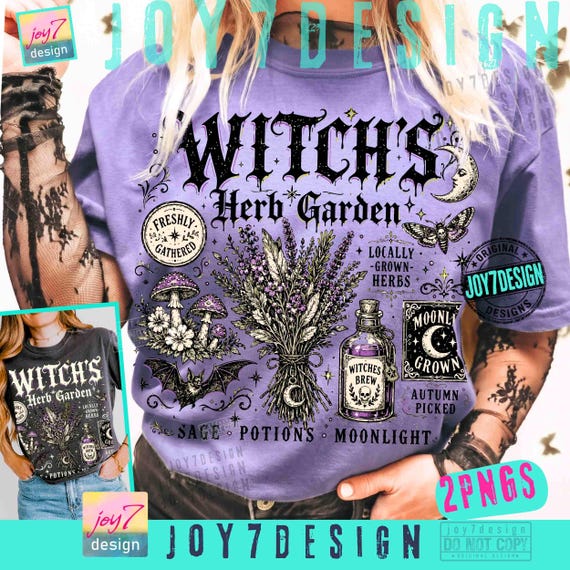 Witches Herb Garden Cottagecore Halloween Shirt Design PNG Witch Botanical Goth Vintage ORIGINAL Download