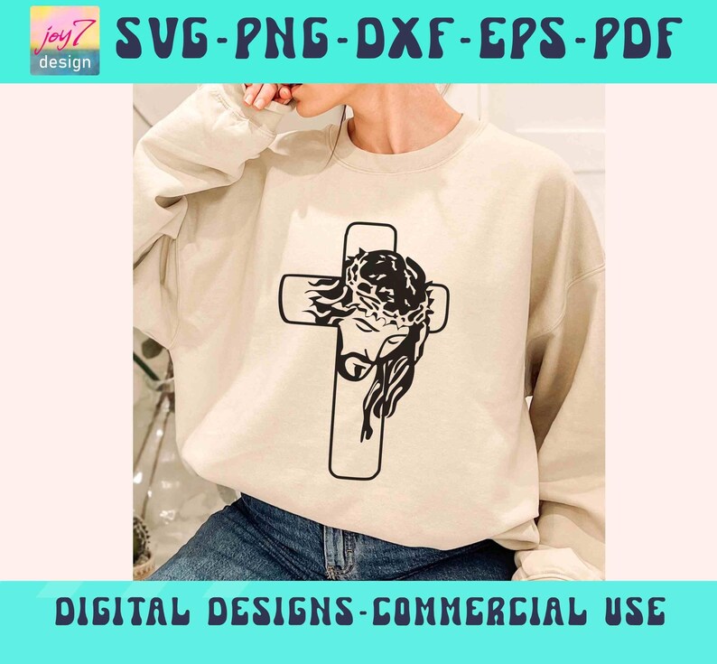Jesus Cross SVG PNG, Jesus Cut File, Crucifix Svg, Christian Cross Svg ...