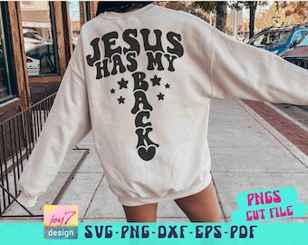 Retro Jesus Has My Back SVG: Christian Cut File Digital design