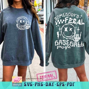 Funny Baseball Mom SVG PNG Somebody's Feral Mom Svg Retro Baseball Mom Png Mom Life Baseball Sublimation Baseball Game Day Cut File Original image 3