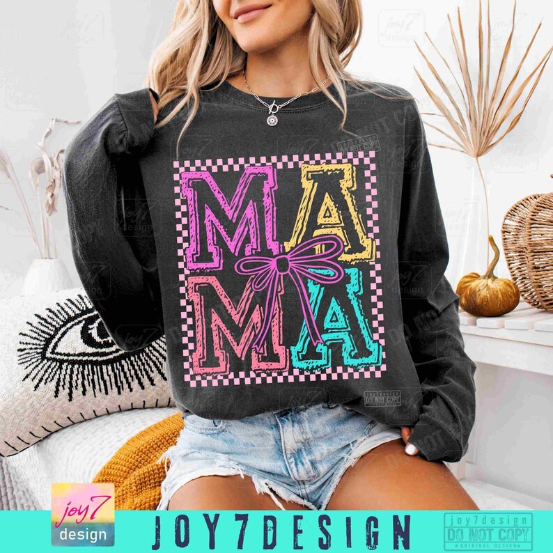 Mama Retro Kariert Coquette PNG Retro Mama Png Muttertag Trendige Mama Shirt Design Png Retro Mama Checker Niedliche Mama Coquette Bow ORIGINAL Bild 3