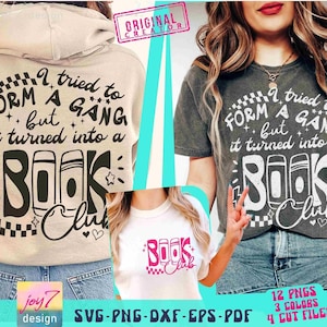 Book Club SVG PNG Funny Book Svg Retro Book Png Book lover Svg Book Shirt Svg Book Quotes Svg Booktrovert Retro Teacher Librarian Original image 1
