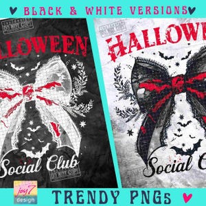 Halloween Social Club PNG Coquette Halloween Club Png Gothic Girly Png Spooky Season Trendy Halloween Bow Retro Halloween Shirt Png ORIGINAL image 2
