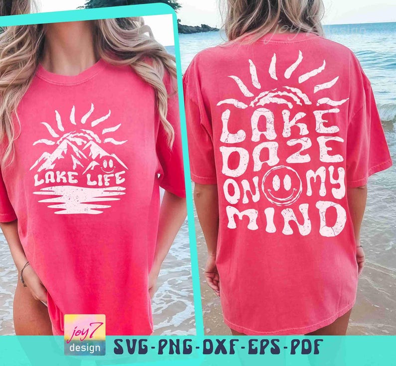 Lake Daze on My Mind SVG PNG Koszulka Lake Svg Wzory koszulek Lake Svg Koszulka z wakacjami rodzinnymi Lake Png Groovy Retro Lake Dtf Png Sublimacja zdjęcie 6