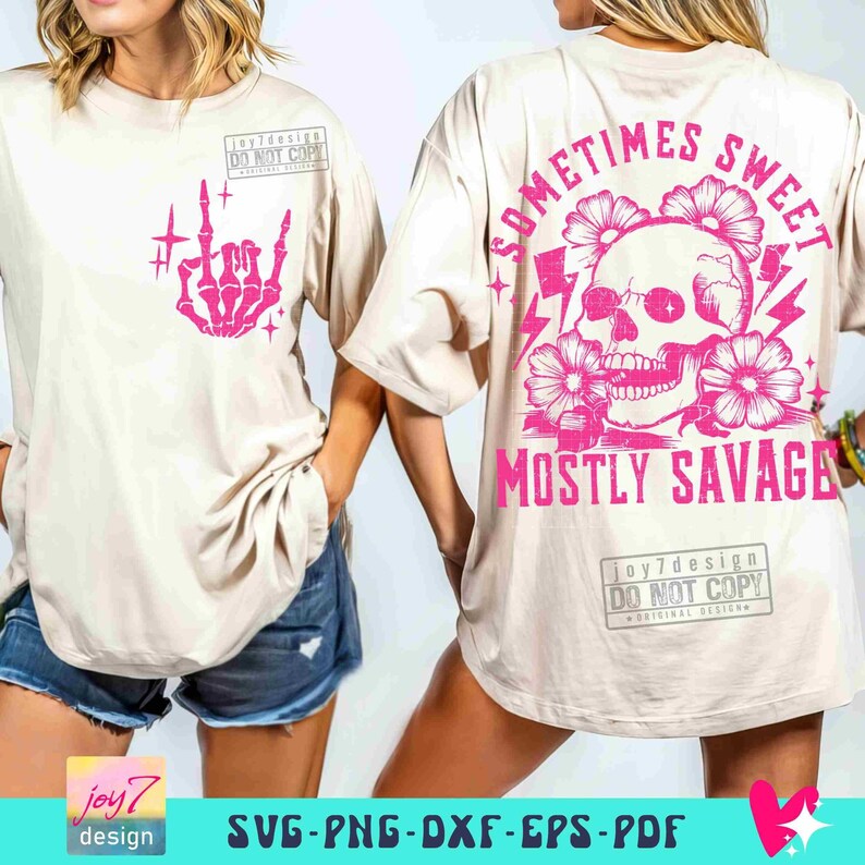 Manchmal süß meistens Savage SVG PNG Sarkastisch Snarky Blumen-Schädel-Svg Witchy-Frauen-Sublimation Lustig Png-erwachsene Humor-Svg Cricut ORIGINAL Bild 4