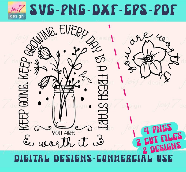 Wild flower self love svg cut file and Sublimation Instant download with personal and commercial use license by Joy7design