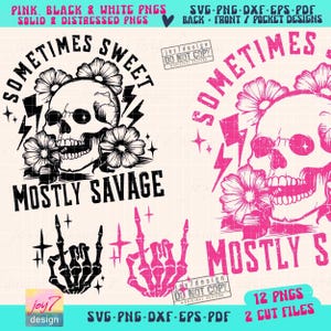 Manchmal süß meistens Savage SVG PNG Sarkastisch Snarky Blumen-Schädel-Svg Witchy-Frauen-Sublimation Lustig Png-erwachsene Humor-Svg Cricut ORIGINAL Bild 3