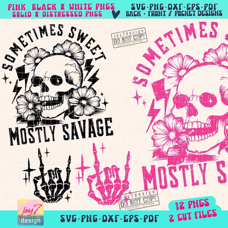 Manchmal süß meistens Savage SVG PNG Sarkastisch Snarky Blumen-Schädel-Svg Witchy-Frauen-Sublimation Lustig Png-erwachsene Humor-Svg Cricut ORIGINAL Bild 3
