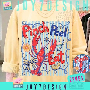 Pinch Peel Eat PNG Preppy Stripes Coquette Crawfish Season Southern Retro ORIGINAL Design Download