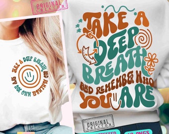 Positive Quote SVG PNG Mindfulness Svg Boho Mental Health Motivational Png Wavy Font Retro Sublimation Aesthetic png Front Back Svg Original