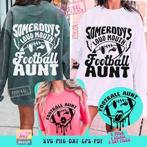 Loud Mouth Football Aunt SVG PNG Football Aunt Png Funny Football Girl Png Football Game Day Front Back Svg Cut file & Sublimation Original