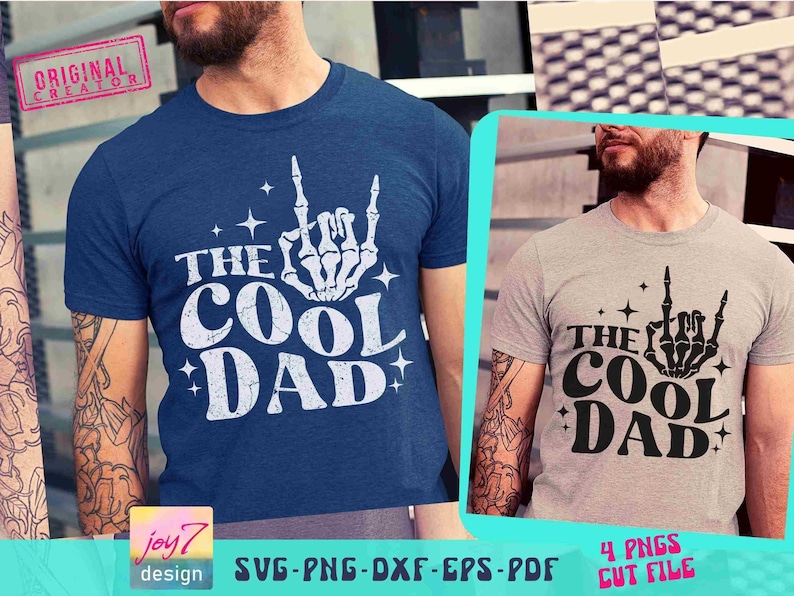 The Cool Dad SVG PNG Skeleton hand Funny Dad Father Svg Best Dad Shirt Svg Dad Life Png Rock Dad Svg Funny Dad Gift Svg Dad designs ORIGINAL image 1