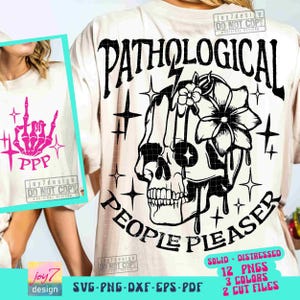 Patológico complaciente SVG PNG Divertido Sarcástico Svg Snarky Png Sarcasmo Svg Calavera Png Cita descarada Cricut Svg Retro Sublimación ORIGINAL