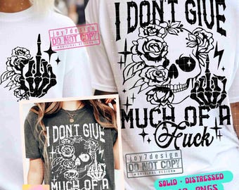Sarcastic I Don't Give Much Of A F*ck SVG PNG Funny Adult Humor Flower Skull Middle Finger Goth Retro Sublimation Sassy Svg CutFile ORIGINAL