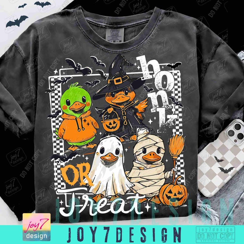 Honk Or Treat Funny Goose Halloween Trick or Treat PNG Trendy Spooky Goose Halloween Retro Checkered Halloween Cute Goose Spooky PngORIGINAL image 3