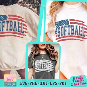Softball American Flag SVG PNG Softball Varsity letter Softball Shirt designs USA Flag Softball Svg Cut file Softball Sublimation Svg Png