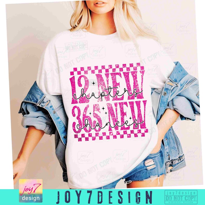 12 New Chapters 365 New Chances PNG New Year Faux Glitter Design (Digital Download) image 6