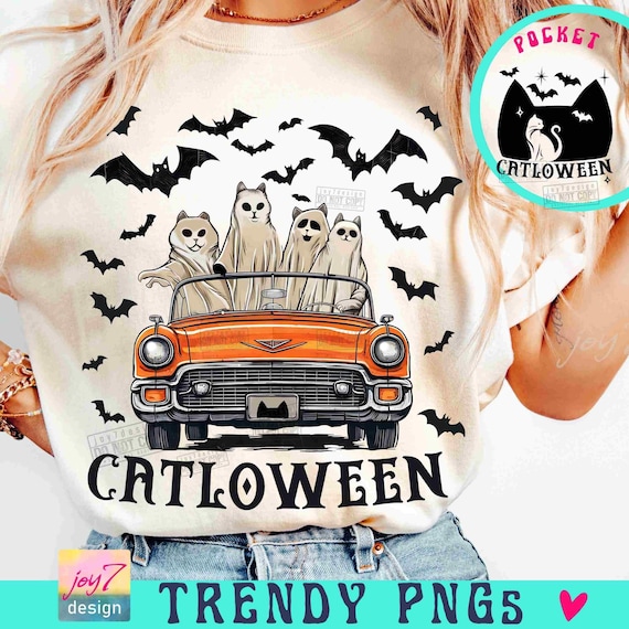 Catloween PNG Funny Halloween Cat Lover Png Funny ghost Png Spooky vibes Png Retro Halloween Png Spooky season Ghost Png ORIGINAL