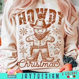 Howdy Christmas PNG Western Gingerbread Man Cowboy Png Retro Western Cowgirl Vintage Xmas Cute Winter holidays Trendy Country Png ORIGINAL image 1