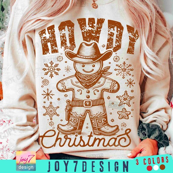 Howdy Christmas PNG Western Gingerbread Man Cowboy Png Retro Western Cowgirl Vintage Xmas Cute Winter holidays Trendy Country Png ORIGINAL