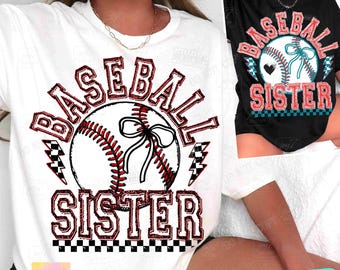 Baseball Sister Coquette PNG Game Day Baseball Sister Retro Checkered Png Baseball Coquette Shirt Design Baseball Sublimation DTF ORIGINAL