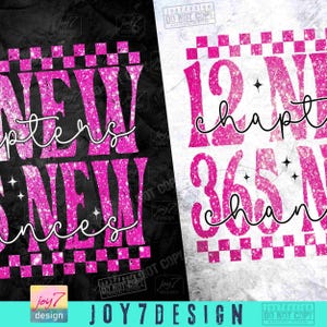 12 New Chapters 365 New Chances PNG New Year Faux Glitter Design (Digital Download) image 2