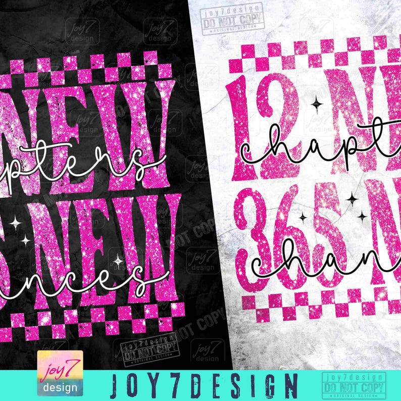 12 New Chapters 365 New Chances PNG New Year Faux Glitter Design (Digital Download) image 2