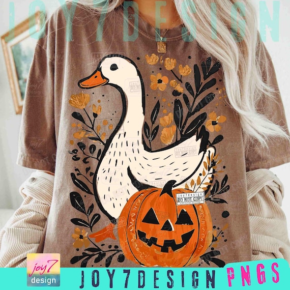 Goose Halloween Fall PNG Halloween Goose Floral Boho Goose Fall design Funny Goose Cute Halloween Boho Fall Pumpkin Retro Goose Png ORIGINAL