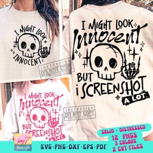I Might Look Innocent Sarcastic SVG PNG Funny Adult Humor Skeleton Svg Sarcasm Png Snarky Png Retro Sublimation Skull Svg Cut Files ORIGINAL image 1