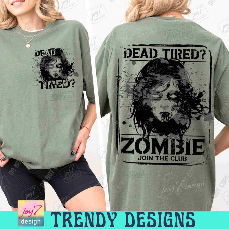 Dood vermoeide zombie enge Halloween png volwassen horror retro Halloween humor grappig Halloween grappig sarcastische png Spooky Vibes png ORIGINEEL afbeelding 5