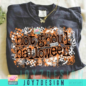 Hot Ghoul Halloween PNG Spooky Checkered Halloween Png Funny Halloween Floral Skull Spooky Season Gothic Girly Png Spooky Fall Png ORIGINAL image 3