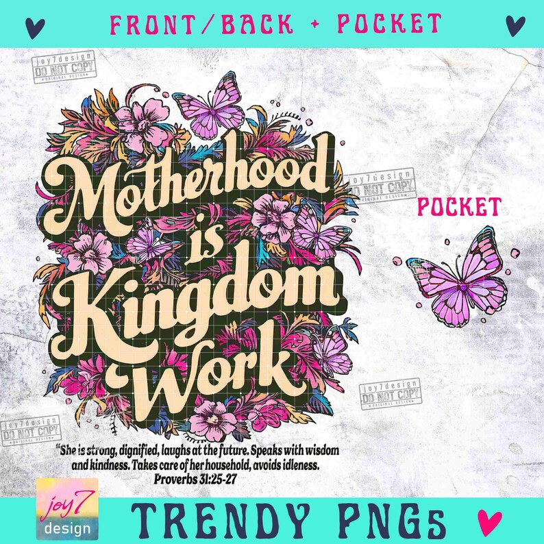 Christian Mom PNG Motherhood is Kingdom Work Christian Retro Bible Verse Png Retro mom Png Faith Png Boho Bible Affirmations Trendy ORIGINAL image 2