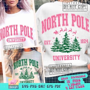North Pole University SVG PNG North Pole Svg Santa sleigh Svg Retro Christmas Svg CutFile Christmas Tree North Pole Png Sublimation ORIGINAL