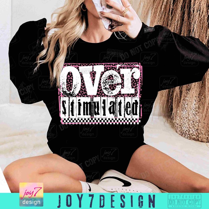 Overstimulated Snarky PNG Sarcastic Funny saying Png Retro Checkered Trendy Womens Leopard Print Sarcasm Sassy Png Funny Mom Png ORIGINAL image 5
