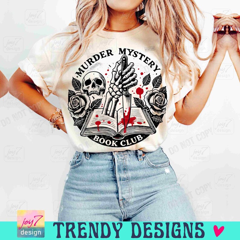 Murder Mystery Book Club PNG Retro Book design True crime Bookish Png Halloween Book Png Vintage design Book Lover Book Reader Png ORIGINAL image 6