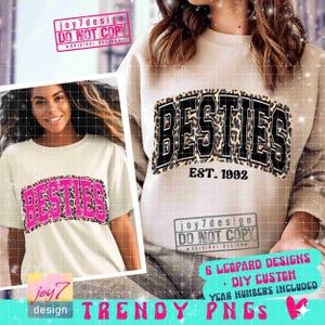 Beste vriend luipaard png Beste vriend Est shirt png Beste vrienden luipaard png Trendy beste vrienden Varsity-letters png Cheetah-afdruk pngORIGINAL afbeelding 1
