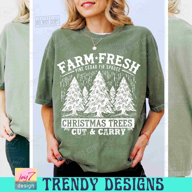 Árboles de Navidad frescos de granja PNG Abeto navideño retro PNG Suéter navideño de moda PNG Lindos árboles de abeto navideño PNG Navidad de moda ORIGINAL imagen 3