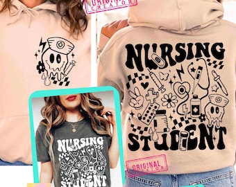 Verpleegkundige student retro SVG PNG student verpleegkundige retro png toekomstige verpleegkundige shirt verpleegkundige verpleegkundige modus grappige verpleegkundige sublimatie voorkant achterkant Svg-bestand knippen