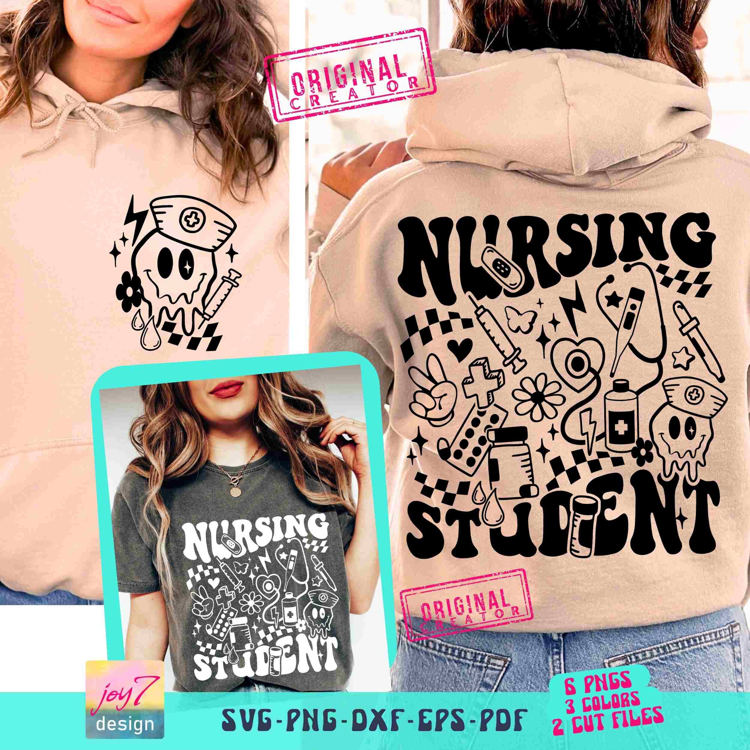 Nursing Student Retro SVG PNG Student Nurse Retro Png Future Nurse Shirt Nursing Nurse mode Funny Nurse Sublimation Front back Svg Cut File