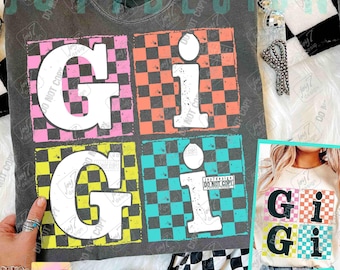 Kariertes Gigi PNG Retro Gigi Png Lustiges Gigi Oma Design Png Trendiges Gigi-Shirt Png Muttertag Karo Retro Png Oma Geschenk PngORIGINAL