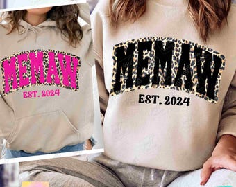 Memaw PNG Memaw Est Oma Shirt Png Oma Png Geschenk für Oma Trendy Mom Leopard Png Muttertag Png Oma Sublimation Png ORIGINAL