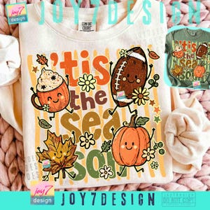 Tis The Season Doodle Fall Doodle PNG Funny Preppy Autumn characters Striped shirt ORIGINAL Design