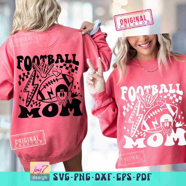 Retro Football Mom SVG PNG Baller Mom Football Game Day Mom deign Funny Football Front and Back Svg Aesthetic Cut File& Sublimation Original image 4