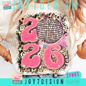 New Year's Eve Groovy Disco Ball 2026 PNG Trendy Cheetah Preppy ORIGINAL Digital Download