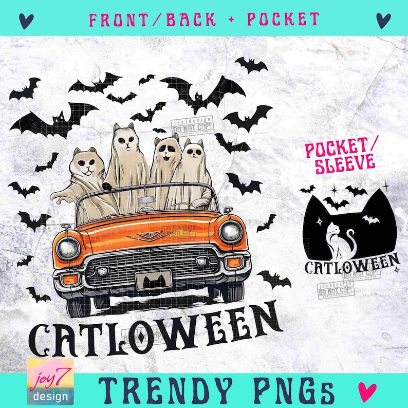 Catloween PNG Rolig Halloween Kattälskare PNG Roligt spöke PNG Spöklika vibbar PNG Retro Halloween PNG Spöksäsong Spöke PNG ORIGINAL bild 2