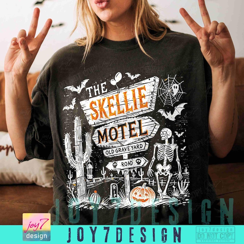 Skellie Motel Funny Halloween PNG Funny Skeleton Halloween Fall Png Halloween Humor Vintage design Png Trendy Halloween shirt Png ORIGINAL image 5