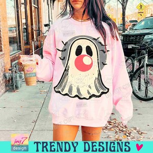 Retro Geist bläst Blase PNG Preppy Geist Groovy Halloween Png Groovy Geist Girly Halloween Png Trending Lustiger Geist Retro Png ORIGINAL Bild 6