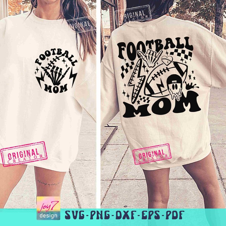 Retro Football Mom SVG PNG Baller Mom Football Game Day Mom deign Funny Football Front and Back Svg Aesthetic Cut File& Sublimation Original image 3