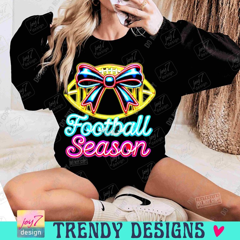 Football Season NEON PNG Football Bow Coquette Trendy Neon Football Png Funny Football Mom Football Team Trendy Game Day Football ORIGINAL image 3